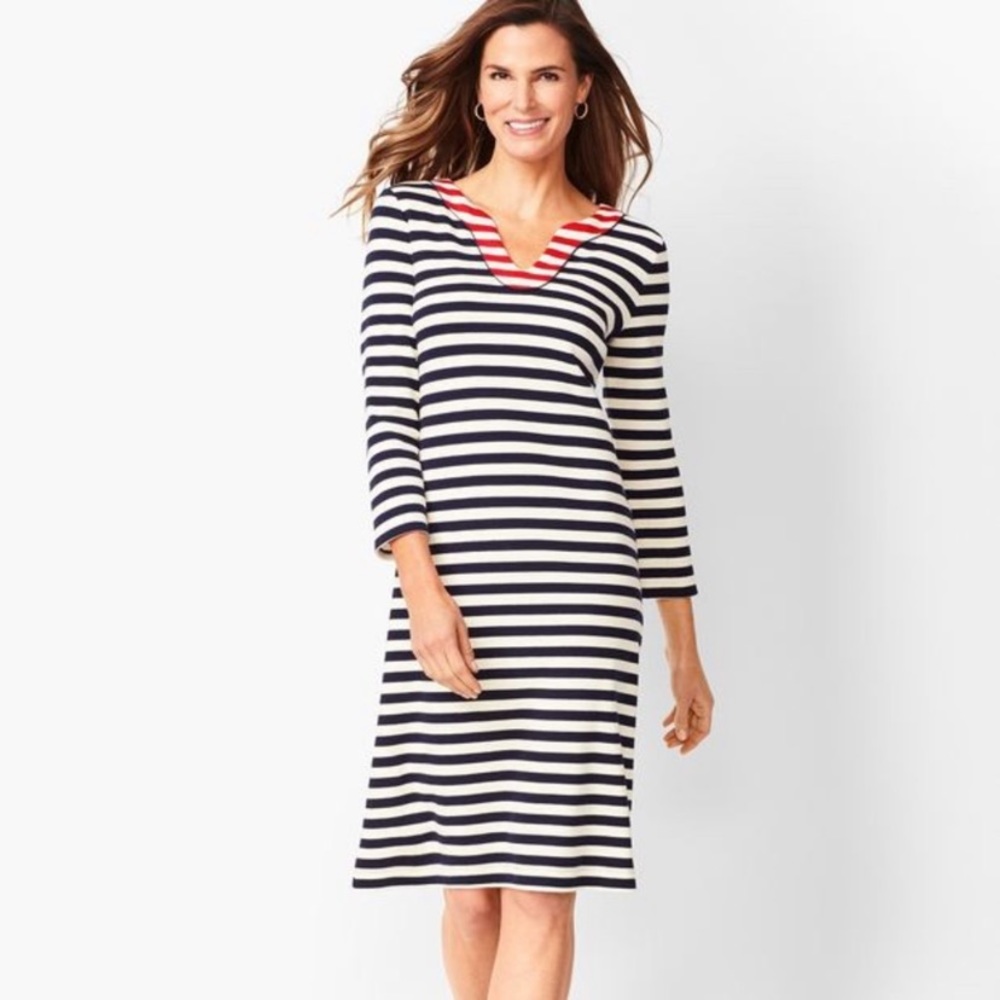 TALBOTS Navy and White Knit Dress
